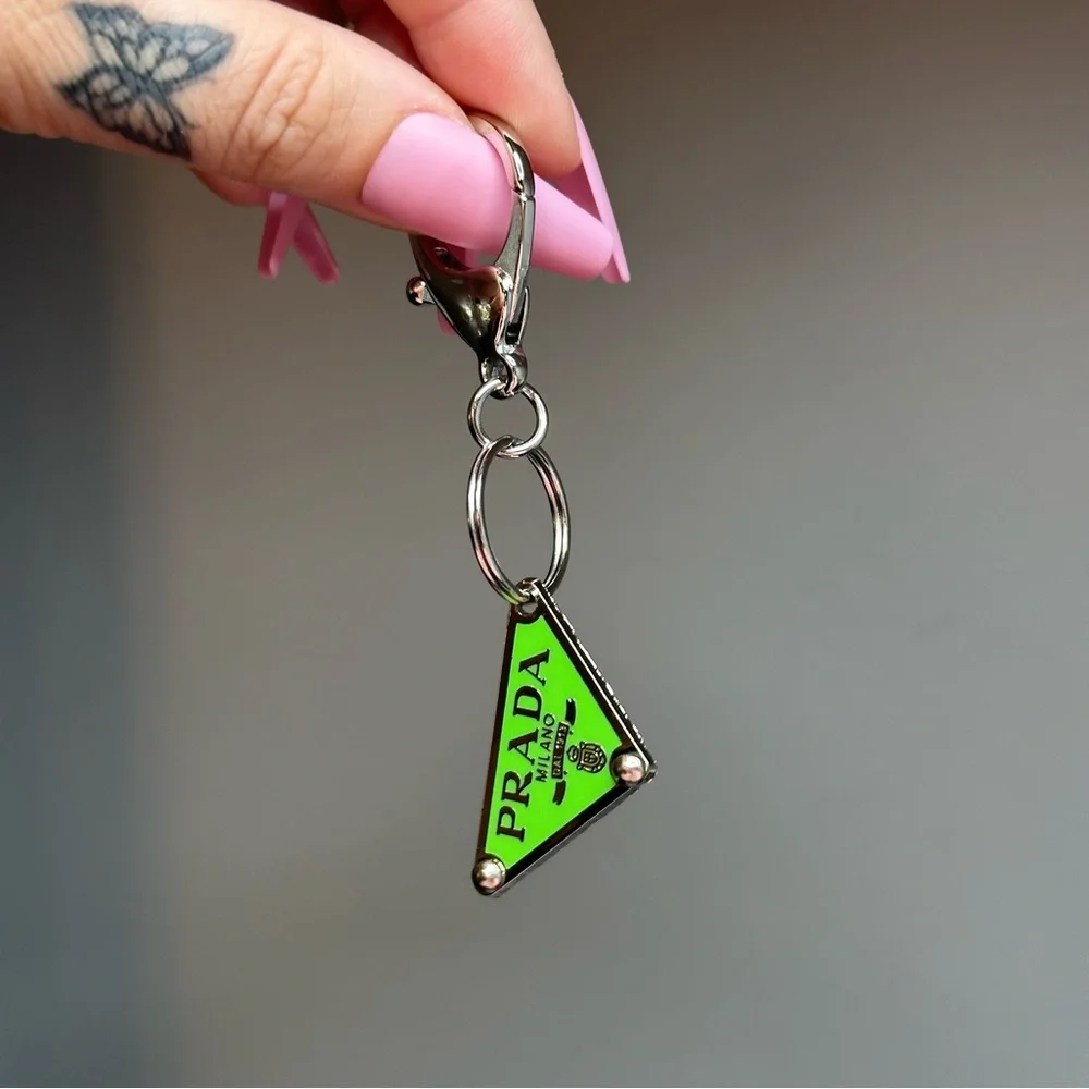 Authentic Bright Green Prada Repurposed Keychain - Picture 4 of 10